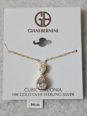 Giani Bernini Cubic Zirconia Pear Pendant Necklace